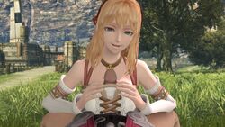 1boy 1girls 3d bangs blonde_hair breasts bridge buildings butterfly_hair_ornament choker cliffs clothed clothing detached_sleeves detailed_background female female_focus fiora_(xenoblade) grass green_eyes hair_ribbon half_dressed headband laying_down legs looking_at_another looking_at_partner looking_at_viewer male medium_breasts medium_hair necklace nintendo open_mouth outdoors outercourse outside paizuri penis penis_between_breasts pov sex sfm shulk_(xenoblade) smile smiling straight theboobedone town trees white_topwear xenoblade_(series) xenoblade_chronicles