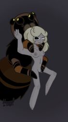 anthro big_breasts black_eyes blonde_hair breasts cookie_run digital_media_(artwork) female_masturbation female_only grey_skin pussy_juice spider truffle_cookie