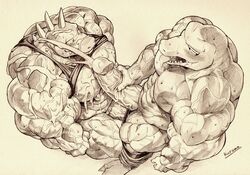 abs anthro big_penis bodily_fluids clothed clothing crocodilian cum cum_on_face cum_on_penis cumshot donkey_kong_(series) duo ejaculation genital_fluids genitals hi_res humanoid_genitalia humanoid_penis kremling kritter krusha kuroma male male_only muscular muscular_anthro muscular_male nintendo pants_down partially_clothed pecs penis reptile scalie shirt_up vein video_games