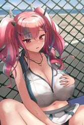 1girls animated azur_lane bajima_shouhei bangs bare_shoulders big_breasts black_panties blue_sky bow bra bra_visible_through_clothes breasts bremerton_(azur_lane) bremerton_(scorching-hot_training)_(azur_lane) chain-link_fence clothed clothed_female clothed_masturbation clothing crop_top crop_top_overhang cum day eyebrows_visible_through_hair female female_focus female_only fence fully_clothed grey_hair hair_between_eyes hair_bow hair_ornament hairclip heart heart_necklace hybrid_animation large_breasts live2d long_hair masturbation mole mole_under_eye mp4 multicolored_hair no_sound outdoors panties pink_hair shirt shorter_than_30_seconds sitting skirt sky sleeveless sleeveless_shirt solo solo_female sportswear spread_legs streaked_hair tagme tennis_outfit tied_hair tosaka_(tosaka0001) twintails two-tone_hair two-tone_shirt two-tone_skirt underwear video x_hair_ornament