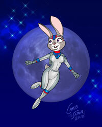 anthro bodysuit brown_body brown_fur cameltoe chris_sutor clothing disney erect_nipples female fur jpg judy_hopps lagomorph leporid mammal moon nipple_bulge pokies purple_eyes rabbit signature solo space spacesuit star tight_clothing zootopia