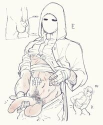 2boys abs bandage big_balls big_penis faceless faceless_male half-closed_eyes hood hood_up hoodie looking_at_viewer male male_only mask mask_only masked masked_male mskah penis penis_grab penis_out pubic_hair rainbow_six rainbow_six_siege shirt_lift showing_penis tom_clancy white_background white_mask_(rainbow_six)