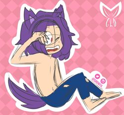 bonnie_(fnafhs) fnafhs fnafhs_z3ro purple_hair shirtless werewolf