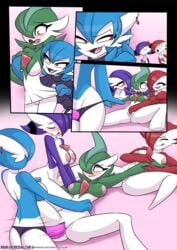 2020 4girls anthro blush bodily_fluids breasts dankodeadzone dildo female female/female female_gallade female_only female_penetrated female_penetrating female_penetrating_female gallade gardevoir genital_fluids genitals hi_res multiple_girls nintendo nipples open_mouth penetration pokemon pokemon_(species) pussy pussy_juice rape rule_63 sex sex_toy vaginal_penetration video_games yuri