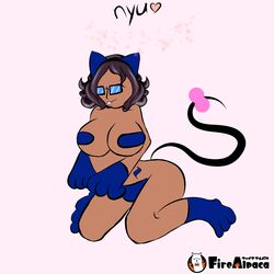 1:1 1girls 3_toes animated brown_hair cat_ears cat_girl cat_humanoid cat_tail catgirl dark-skinned_female dark_hair dark_skin dialogue female fempoe fempoe_(sexycandycomp) fire_alpaca firealpaca genderswap genderswap_(mtf) glasses heart hunnibunni kneeled_down kneeling kneeling_down looking_at_viewer pasties ribbon rule_63 sexycandycomp sexycandycomp_(artist) talking talking_to_viewer