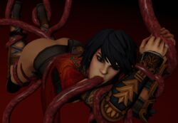 1girls 3d anal angry armor ass bellona_(smite) black_hair blender double_anal double_penetration female gauntlets oral partially_clothed partially_clothed_female partially_clothed_human partially_clothed_humanoid rape red_tentacle red_tentacles restrained scrido smite suspension tentacle triple_penetration vaginal_penetration