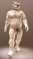 2020 3d 4k 9:16 absurd_res anthro balls digital_media_(artwork) genitals hi_res humanoid_genitalia humanoid_penis kreic looking_at_viewer male male_only mammal muscular penis plantigrade polar_bear scar slightly_chubby uncut ursid ursine