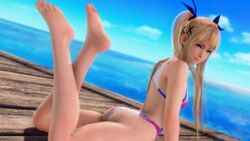 1girls 3d 3d_(artwork) ass beach big_ass big_butt blonde_hair cute dead_or_alive dead_or_alive_6 female legs_up leotard light-skinned_female marie_rose one-piece_swimsuit solo solo_female solo_focus speedo swimsuit twintails x-kx_(artist) young