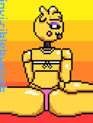 animatronic anthro ass avian beakless big_ass bird female five_nights_at_freddy's five_nights_at_freddy's_2 invisiblebucket panties pink_panties pixel_art presenting robot seductive solo_female toy_chica_(eroticphobia) toy_chica_(fnaf)