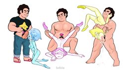 1boy 3girls ass balls big_penis black_hair blue_body blue_hair blue_pearl_(steven_universe) breasts cartoon_network clothed completely_nude completely_nude_female completely_nude_male cum cum_in_mouth cum_inside cum_on_ass cum_on_face facial female female_penetrated femsub garbizim gem_(species) human human_penetrating interspecies irrumatio jackhammer_position leg_grab lifting_person male male/female male_penetrating male_penetrating_female maledom multiple_girls muscular muscular_male navel_gem nipples oral oral_sex penetration pink_body pink_hair pink_pearl_(steven_universe) pubic_hair short_hair spread_legs steven_quartz_universe steven_universe tagme yellow_body yellow_hair yellow_pearl_(steven_universe)