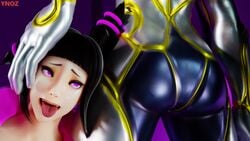 2girls 3d ass domination female female_face_near_ass female_only fully_clothed headgrab juri_han robot seth_(sfv) seth_(street_fighter) street_fighter street_fighter_v ynoz