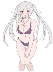 1girls alternate_costume bare_legs big_breasts bikini cleavage female fire_emblem fire_emblem_awakening fire_emblem_heroes heart-shaped_pupils large_breasts long_hair nintendo purple_bikini purple_swimsuit red_eyes robin_(female)_(summer)_(fire_emblem) robin_(fire_emblem) robin_(fire_emblem)_(female) solo solo_female sweat swimsuit twintails wet wet_body white-stew white_hair