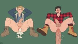 3boys anal anal_sex ass cum_inside foreskin friday_the_13th friday_the_13th:_the_game gay gay_domination hairy_balls jason_voorhees kenny_riedell kiddeathx_(artist) legs_up male_only penis penis_size_difference plaid plaid_shirt tommy_jarvis yaoi