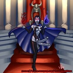 dc dc_comics demon diphallia diphallism evil_grin futa_only futanari hemipenes high_heels latex latex_boots latex_gloves latex_suit latex_thighhighs magic multi_penis penis pinup raven_(dc) solo solo_futa straight_hair teen_titans throne throne_room villainous_muse