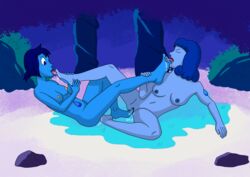 barefoot cartoon_network female_footjob foot_fetish foot_lick footjob lapis_lazuli_(gem) lapis_lazuli_(steven_universe) mean_lapis neonrains nice_lapis nude steven_universe toe_insertion yuri