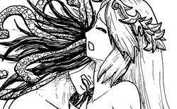 2girls arousal bangdacy implied_sex kid_icarus licking licking_neck medusa medusa_(kid_icarus) nintendo palutena sketch yuri