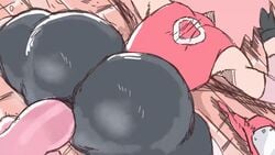 1boy 1girls all_fours anal anal_penetration anal_sex anal_through_clothes animated ass bike_shorts bouncing_ass bubble_butt clothing_skin curvaceous d-art female female_focus from_behind huge_ass large_penis naruto naruto_(series) naruto_shippuden penis pink_hair pink_penis sakura_haruno sex sex_through_clothes shounen_jump solo_focus spats straight thick_thighs thighs through_clothes top-down_bottom-up voluptuous wide_hips