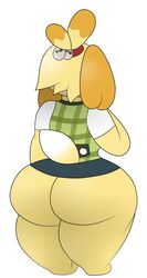 1girls 2019 animal_crossing anthro ass canine from_behind furry hidden huge_ass isabelle_(animal_crossing) nintendo skirt solo solo_female tail terebision thick_thighs thighs yellow_fur