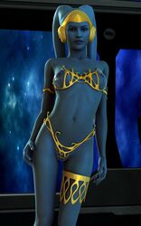 3d belly_dancer belly_dancer_outfit blue_nail_polish blue_skin dancer dancer_outfit femsub gold_bikini golden_bikini harem_girl harem_outfit legwear mememo metallic_nail_polish original_character slave slave_outfit star_wars submissive_female translucent_latex transparent_clothing transparent_latex twi'lek