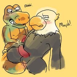 1:1 accipitrid accipitriform alligator alligatorid anal anal_sex animal_crossing animated anthro apollo_(animal_crossing) avian beak bird black_body blush bodily_fluids bowserboy101 crocodilian duo eagle english_text fangs gay gay_anal low_res male male/male male_penetrated male_penetrating male_penetrating_male nintendo penetration reptile scalie sex short_playtime simple_background sly_(animal_crossing) sweat tail_fetish tail_play tail_sex text video_games yellow_background