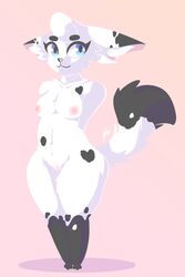 2:3 anthro domestic_cat felid feline felis female fur hi_res ichi mammal milk presenting solo spots spotted_body spotted_fur starhive white_body white_fur