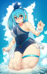 1girls big_breasts blush cameltoe capcom female mega_man mega_man_x_dive nipple_slip rico_(mega_man) tagme z666ful