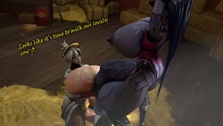 3d balls_expansion between_breasts blizzard_entertainment breast_press futanari horsecock horsecock_futanari huge_breasts huge_cock huge_penis huge_testicles mercy overwatch source_filmmaker testicle_growth text thick_penis thick_thighs veiny_penis veiny_testicles widowmaker zccblp