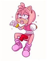 amy_rose amy_rose_(boom) anthro bodily_fluids disembodied_penis echidna eulipotyphlan female fur genitals hedgehog male mammal monotreme mrplow34 penis pink_body pink_fur red_body red_fur solo sonic_(series) sonic_boom sonic_the_hedgehog_(series) straight tears tongue tongue_out