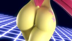 3d animated anthro ass eqamrd female female_only fluttershy_(mlp) friendship_is_magic hasbro my_little_pony nude straight_hair walking