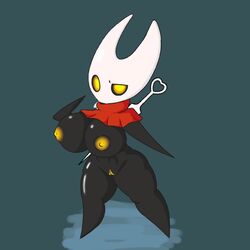 big_ass big_breasts bimbo black_skin bottomless cloak confusion female female_only finchie hollow_knight hornet_(hollow_knight) insect needle shortstack thick_thighs