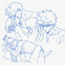 1boy 1girls big_penis bite_mark blush breasts closed_eyes katsuki_bakugou kissing monochrome my_hero_academia nipple_tweak nipples nude ochako_uraraka straight superevey sweat vaginal_penetration