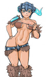 1girls artist_request bikini_armor blue_eyes breasts breasts_apart clothed clothed_female feet_out_of_frame female female_only fur_(clothing) fur_clothing hand_on_hip helmet league_of_legends light-skinned_female light_skin medium_breasts navel revealing_clothes sejuani simple_background solid_color_background solo standing tagme toned toned_female tongue tongue_out traditional_sejuani white_background white_hair