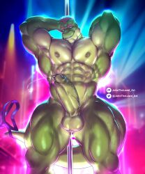 2023 abs absurd_res alligator alligatorid anthro balls barazoku biceps big_balls big_muscles big_penis blurred_background bodily_fluids boner clothing crocodilian dancing erection eyebrows five_nights_at_freddy's five_nights_at_freddy's:_security_breach front_view genital_fluids genitals hair hand_behind_back hand_behind_head hi_res huge_cock huge_muscles huge_thighs humanoid_genitalia humanoid_penis inside jockstrap johnthelewd_art looking_at_viewer male male_only manly mohawk montgomery_gator_(fnaf) muscular muscular_anthro muscular_male navel nipples non-mammal_balls non-mammal_nipples nude obliques pecs penis pole pole_dancing precum precum_string quads reptile scalie scottgames serratus smile solo spotlight standing steel_wool_studios strip_club stripper stripper_pole text thick_penis thick_thighs underwear underwear_around_tail url vein