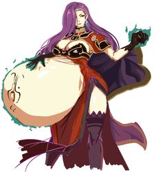 belly_expansion big_belly big_breasts cleavage earrings female fire_emblem fire_emblem_echoes:_shadows_of_valentia fire_emblem_gaiden garter_belt garter_straps huge_belly pregnant purple_eyes purple_hair ready_to_pop smile solo solo_female sonya_(fire_emblem) xcel-zero