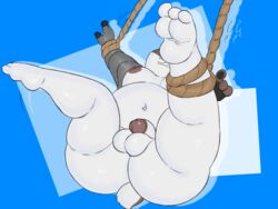 1_eye 4:3 amputee anthro ass badger badgerclops balls belly bondage bound cartoon_network cybernetics cyborg disability eye_patch eyewear filthyopossum flaccid genitals hi_res machine male mammal mao_mao:_heroes_of_pure_heart missing_arm moobs mustelid musteline navel nipples overweight overweight_male penis rope rope_bondage solo