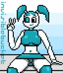 1girls breasts female female_only invisiblebucket jenny_wakeman my_life_as_a_teenage_robot nude panties pixel_art robot robot_girl skirt smooth_skin solo solo_female upskirt v xj-9