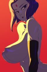 1girls areolae banana_breasts big_breasts breasts dc dc_comics female female_only large_breasts nipples perky_breasts playzholder rachel_roth raven_(dc) solo straight_hair teen_titans