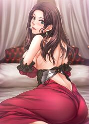 1girls ass back back_view bare_back bedroom big_ass brown_hair butt_crack cowgirl_position dark_green_eyes dorothea_arnault female female_focus female_only fire_emblem fire_emblem:_three_houses green_eyes kobapyon large_ass large_breasts long_hair nintendo post-timeskip solo