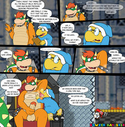 ?! anthro armpit_fetish armpit_lick armpit_play bowser bowser_day comic duo english_text hi_res kamek koopa licking male male/male mario mario_(series) nintendo scalie secretgull size_difference speech_bubble super_mario_bros. text tongue tongue_out video_games