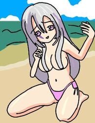 beach bikini dir_arts fnafhs fnafhs_z3ro mai_(fnafhs) purple_hair two_tone_hair white_hair