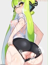 1girls anus ass bike_shorts breasts bubble_butt covered_nipples crotchless exposed_pussy female female_only inkling jtveemo pussy see-through shorts small_breasts solo solo_female spandex splatoon tagme transparent_clothing wet wet_clothes