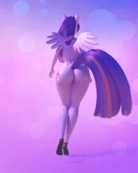 1girls 3d animated anthro ass breasts eqamrd female female_only friendship_is_magic hasbro my_little_pony nude solo twilight_sparkle_(mlp) walking wings