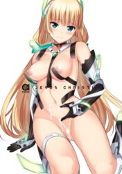 angela_balzac bare_shoulders blonde_hair blue_eyes blush breasts cover cover_page cum doujin_cover elbow_gloves expelled_from_paradise female gloves headgear large_breasts long_hair looking_at_viewer low_twintails navel nipples smile suggestive_fluid thigh_strap tied_hair twintails udk very_long_hair