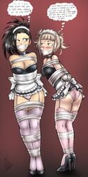 arms_behind_back big_breasts blush bondage breasts choker dakuroihoshi drawing female female_only femsub fenrilhuayra gag gagged high_heels himiko_toga maid maid_apron maid_headdress maid_outfit maid_uniform momo_yaoyorozu multiple_girls multiple_subs my_hero_academia panties rope short_skirt tagme tape tape_bondage tape_gag taped_mouth tied_up