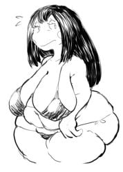 1girls ass bangs beru_asui big_ass big_breasts bikini blush bra breasts chubby clothes dorkass embarrassed fat greyscale huge_ass long_hair looking_away milf monochrome motion_lines my_hero_academia navel sagging_breasts sideboob sketch skindentation solo standing thick_thighs thong voluptuous white_background