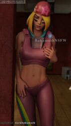 1girls 3d 3d_(artwork) 9:16 bare_arms bare_midriff blender blonde_hair brown_eyes darkbahamuth english_text facial_markings female female_only fortnite fortnite:_battle_royale hat indoors nail_polish navel patreon_url patreon_username skully_(fortnite) sleeveless solo standing tagme teasing twitter_logo twitter_username