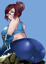 big_breasts clothed_female eyewear female female_focus female_only glasses keyaki0202 long_hair mei_(overwatch) overwatch solo solo_female solo_focus