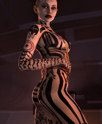 1girls 3d 3d_(artwork) ass bioware black_hair black_lipstick bottomless breasts brown_eyes brown_hair butt completely_nude dark_hair dark_room dat_ass eyelashes eyeshadow female female_only full_body_tattoo human human_only jack_(mass_effect) long_hair looking_at_viewer looking_back ltr300 mass_effect mass_effect_3 naked nipples nude nude_female nudity pony_tail ponytail punk red_lips red_lipstick shaved_side shaved_sides small_ass solo standing subject_zero tattoo tattoos topless uncensored