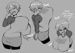 1girls big_breasts bouncing_breasts breast_sloshing breasts busty cleavage dmxwoops female female_only greyscale hanging_breasts happy huge_breasts large_breasts long_breasts looking_at_viewer meme miniskirt monochrome motion_blur nipple_bulge open_mouth pencil_skirt presenting_breasts raglan_sleeves seductive shiny_hair short_hair slosh sloshing_breasts small_but_busty smiling speech_bubble swinging_breasts text uzaki-chan_wa_asobitai! uzaki_hana