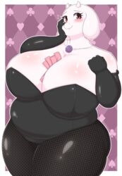 1girls anthro big_breasts braffy chubby chubby_female elbow_gloves female female_only gloves horns huge_breasts large_breasts latex latex_gloves leotard necklace red_eyes thighhighs toriel undertale voluptuous wide_hips yellow_fur